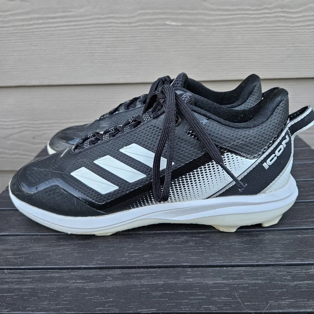 Adidas Icon Black and White Baseball Cleats Shoes 753001 Men's Size 6.5